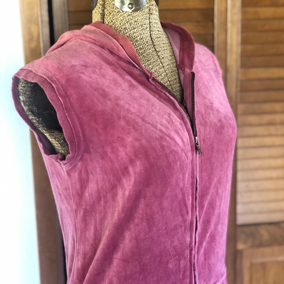 Wet Seal | Y2K Pink Velour Zip Up Hooded Vest | L - Picture 3 of 12